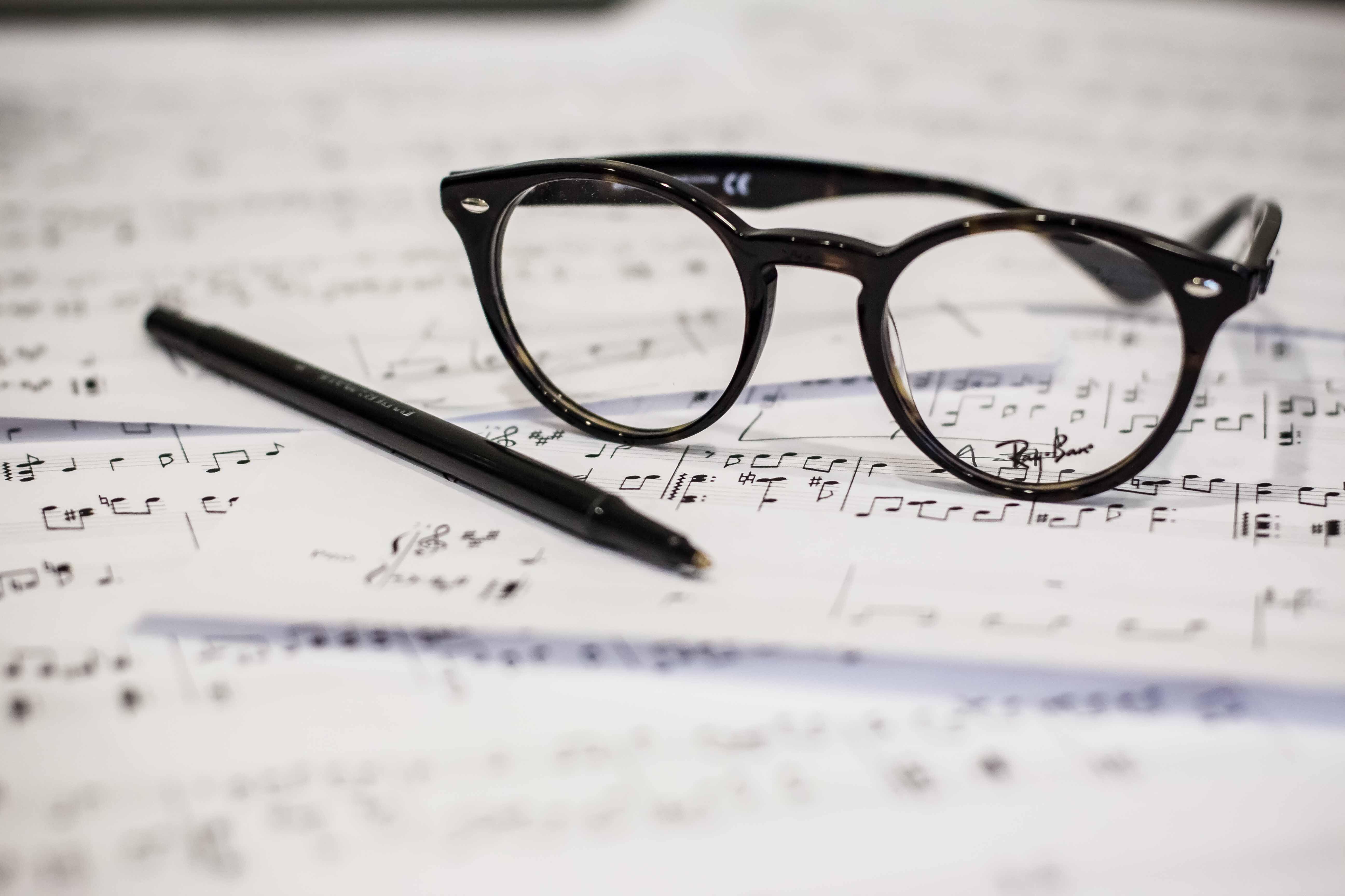 music with reading glasses