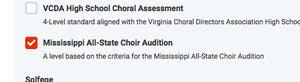 mississippi all state choir checkbox