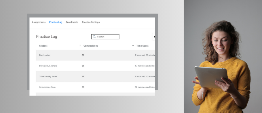 student with practice log