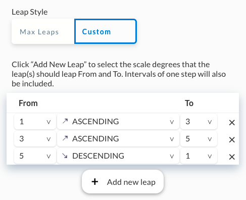 setting the custom leaps