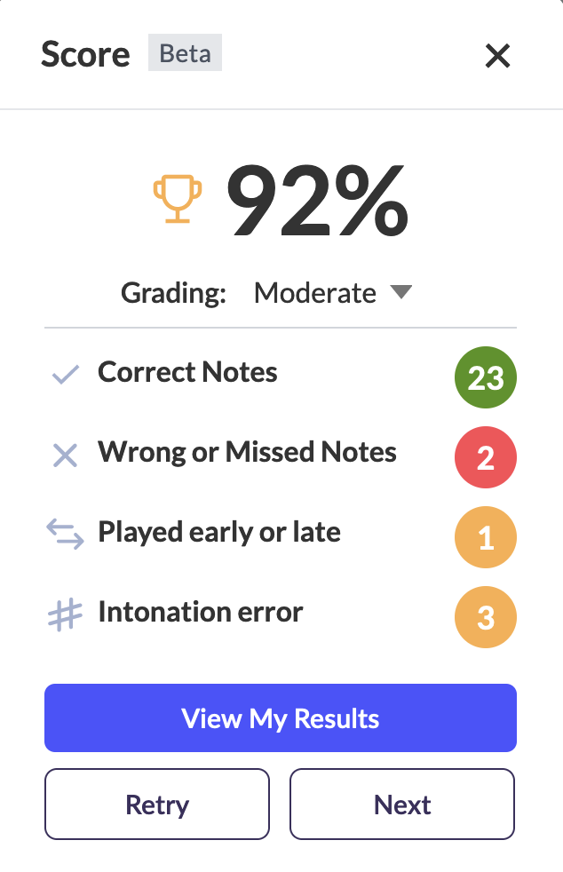 auto assessment score dialog screenshot