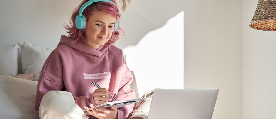 student listening to music